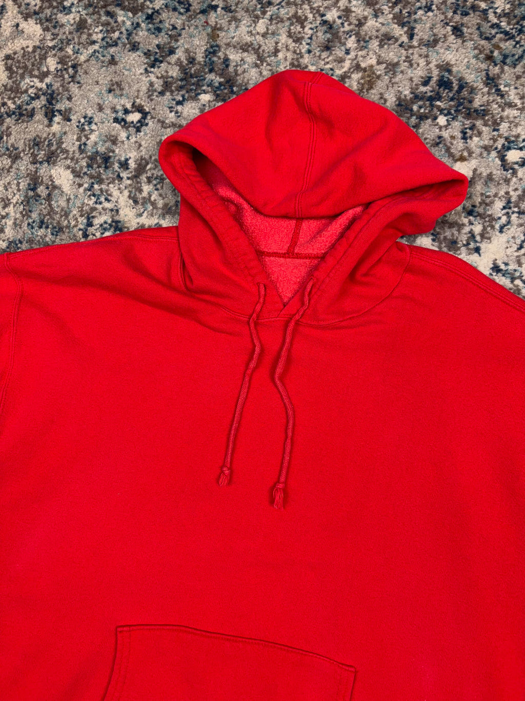 Vintage 90s Blank Pullover Red Hooded Sweatshirt Size Large