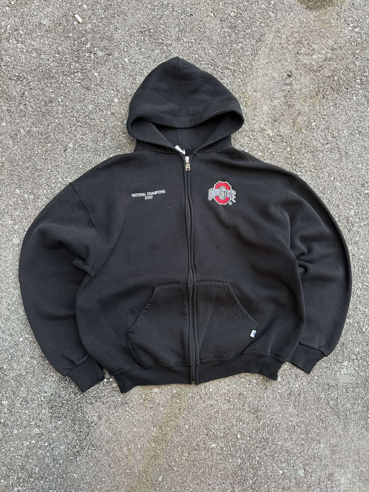 Vintage 2002 Ohio State Buckeyes NCAA National Champs Full Zip Hooded Sweatshirt Size Large