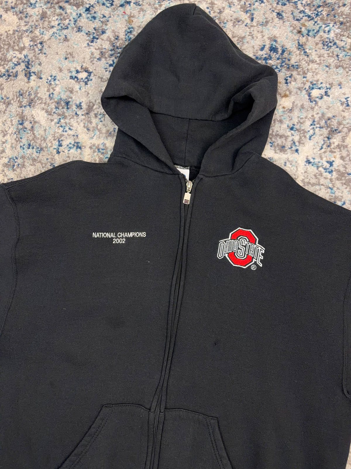 Vintage 2002 Ohio State Buckeyes NCAA National Champs Full Zip Hooded Sweatshirt Size Large