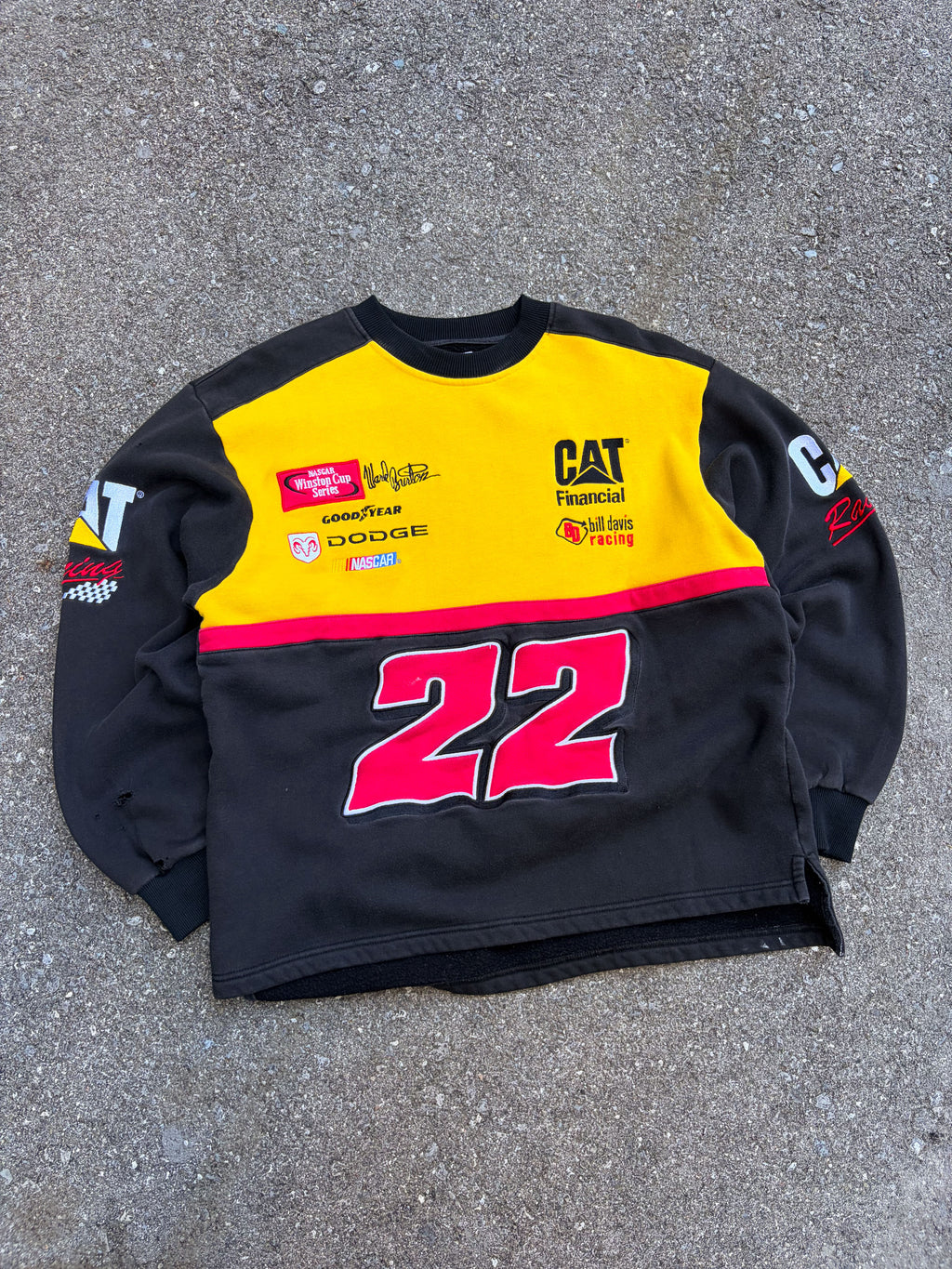 Vintage Ward Burton #22 Nascar Caterpillar Racing Embroidered Sweatshirt Size Large