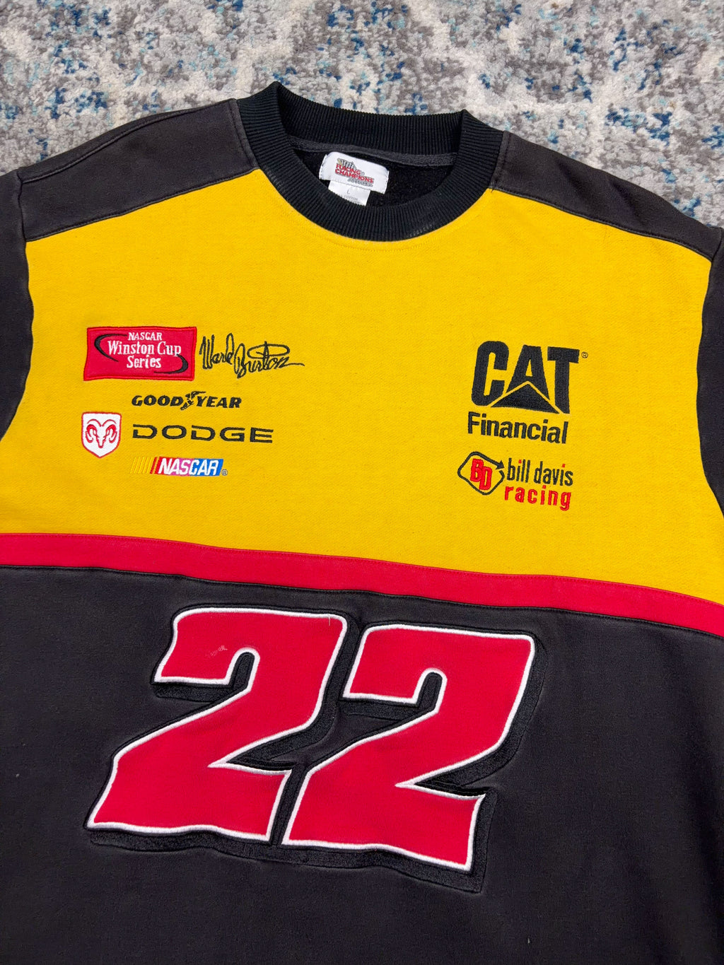 Vintage Ward Burton #22 Nascar Caterpillar Racing Embroidered Sweatshirt Size Large