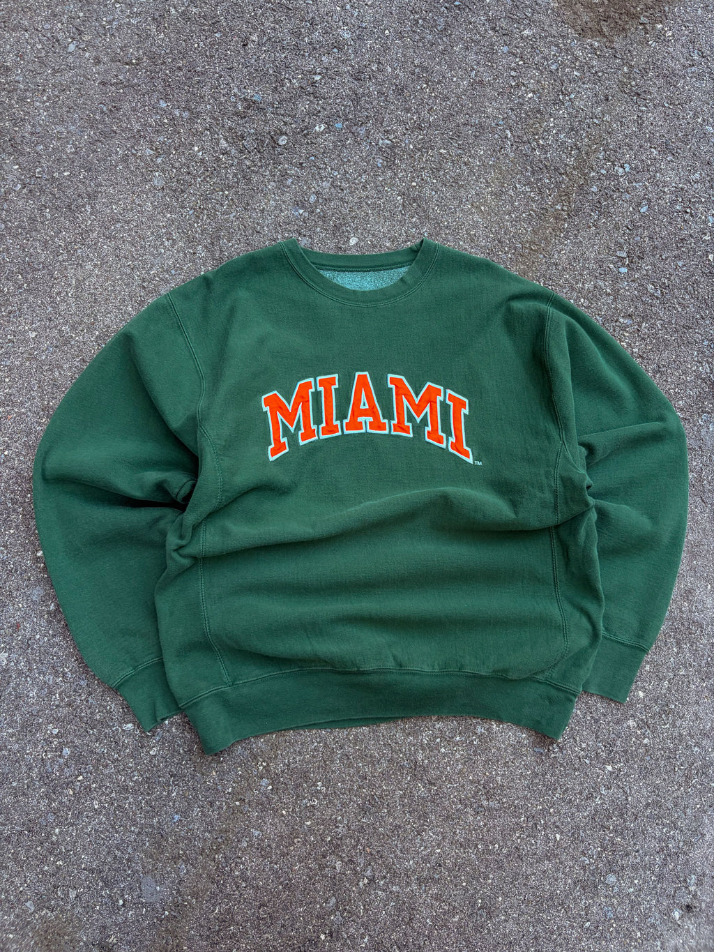 Vintage Miami Hurricanes NCAA Embroidered Arc Spellout Sweatshirt Size XL