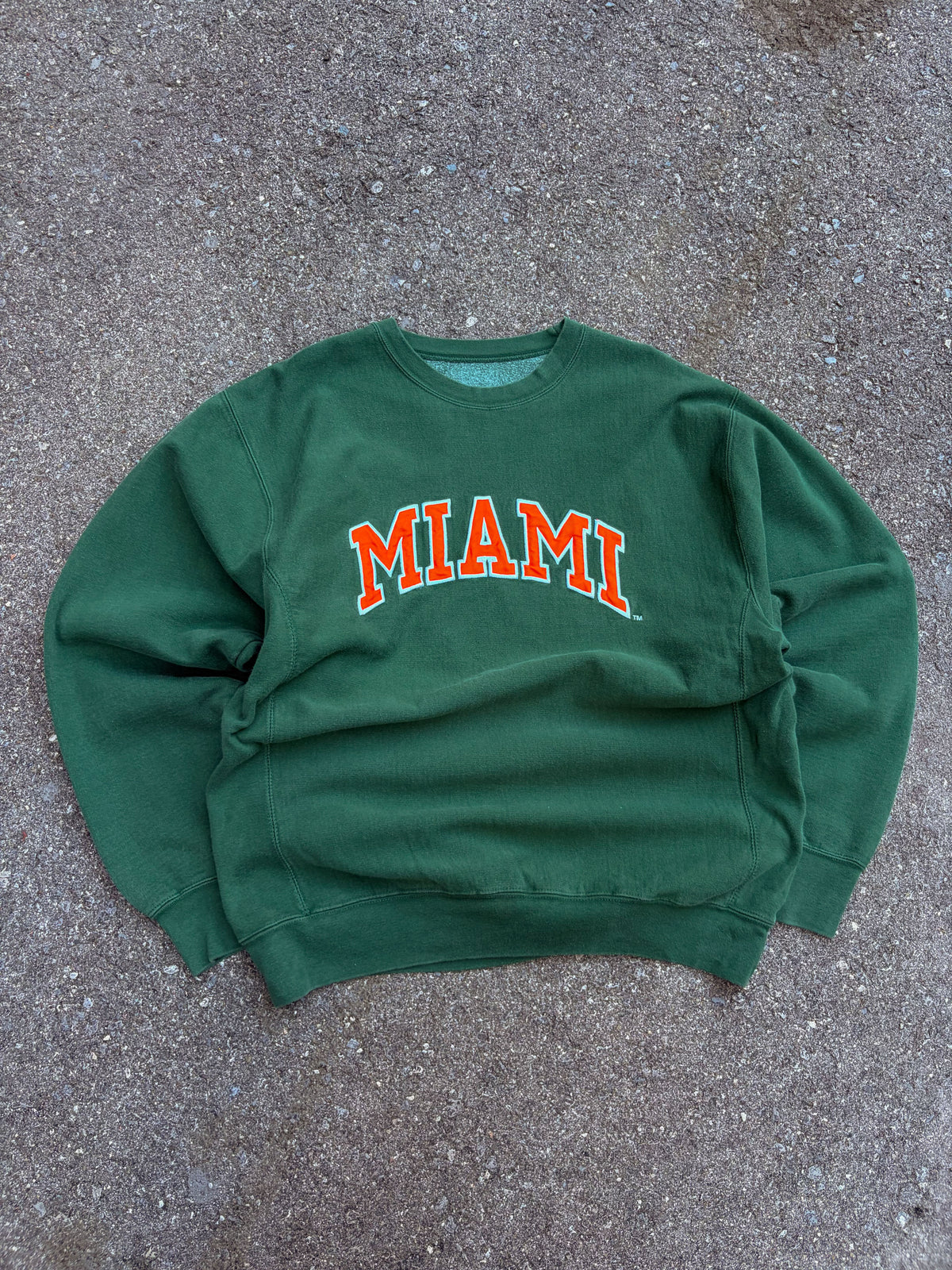 Vintage Miami Hurricanes NCAA Embroidered Arc Spellout Sweatshirt Size XL