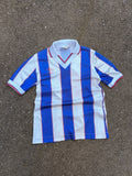 Vintage 90s Umbro #2 Striped Collared Soccer Jersey Size Medium