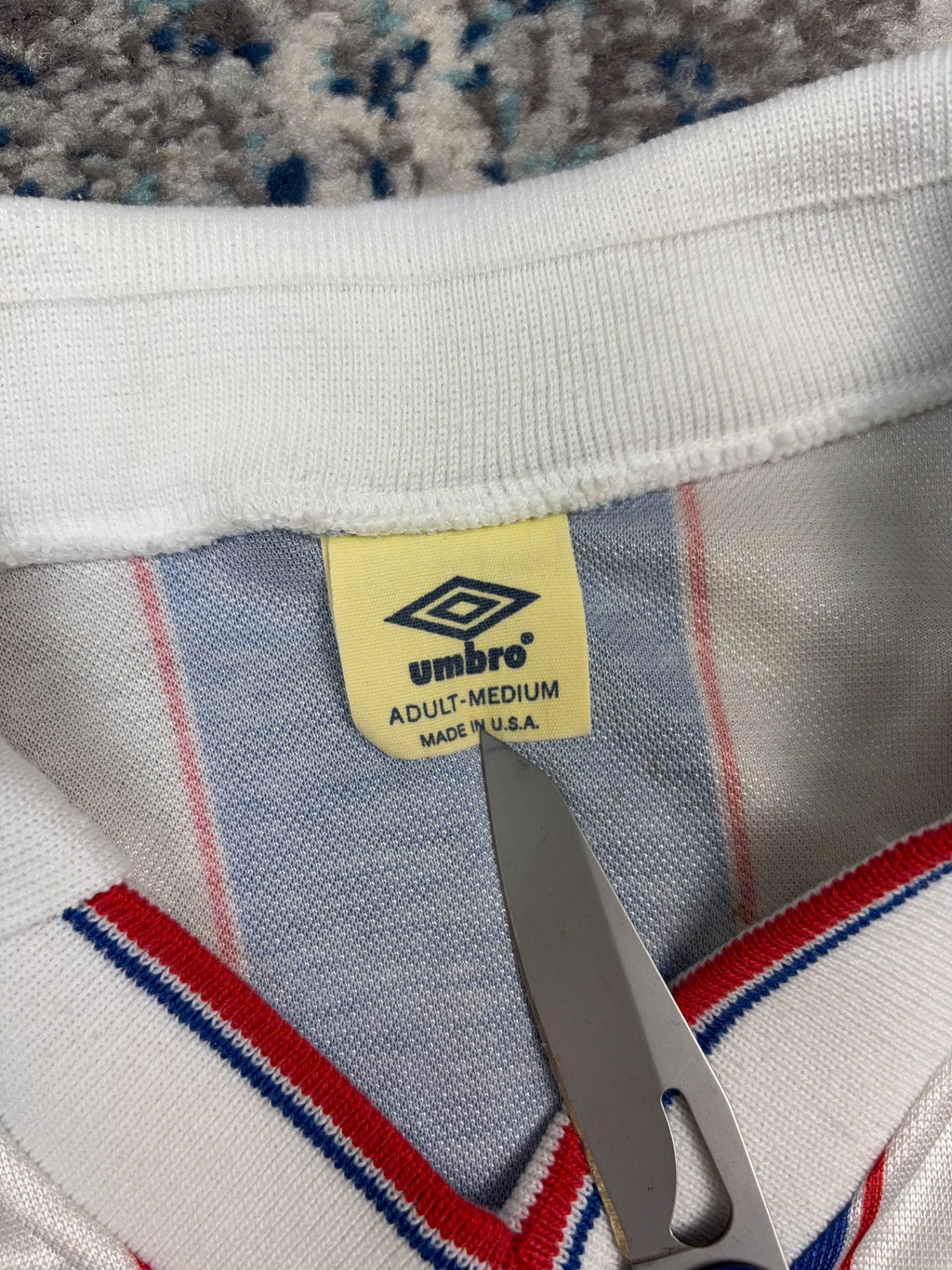 Vintage 90s Umbro #2 Striped Collared Soccer Jersey Size Medium
