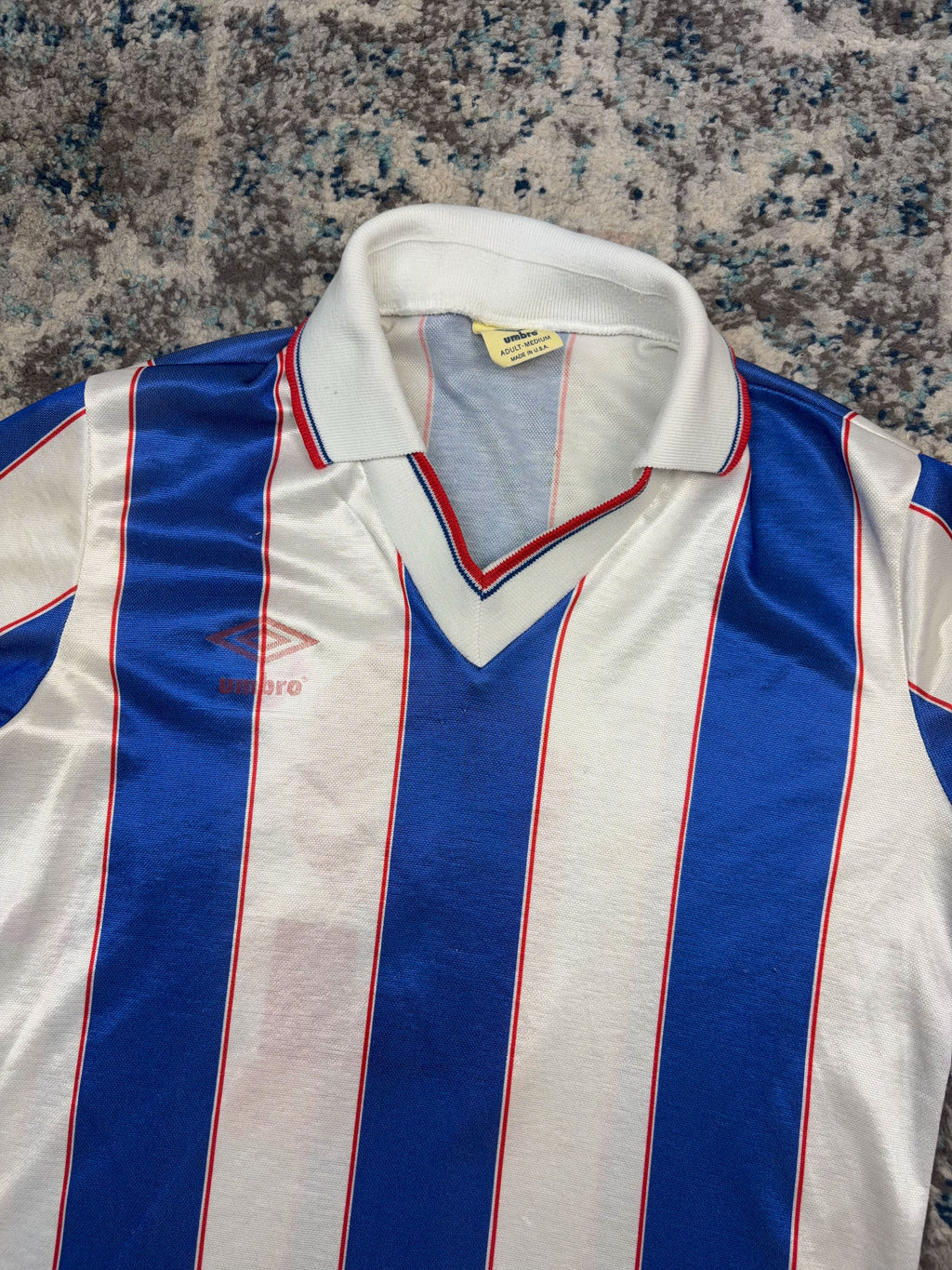 Vintage 90s Umbro #2 Striped Collared Soccer Jersey Size Medium
