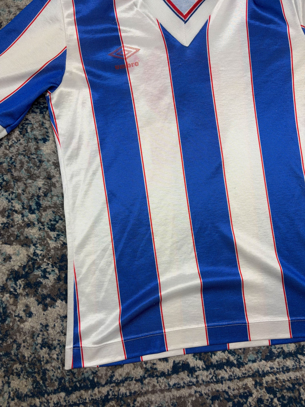 Vintage 90s Umbro #2 Striped Collared Soccer Jersey Size Medium