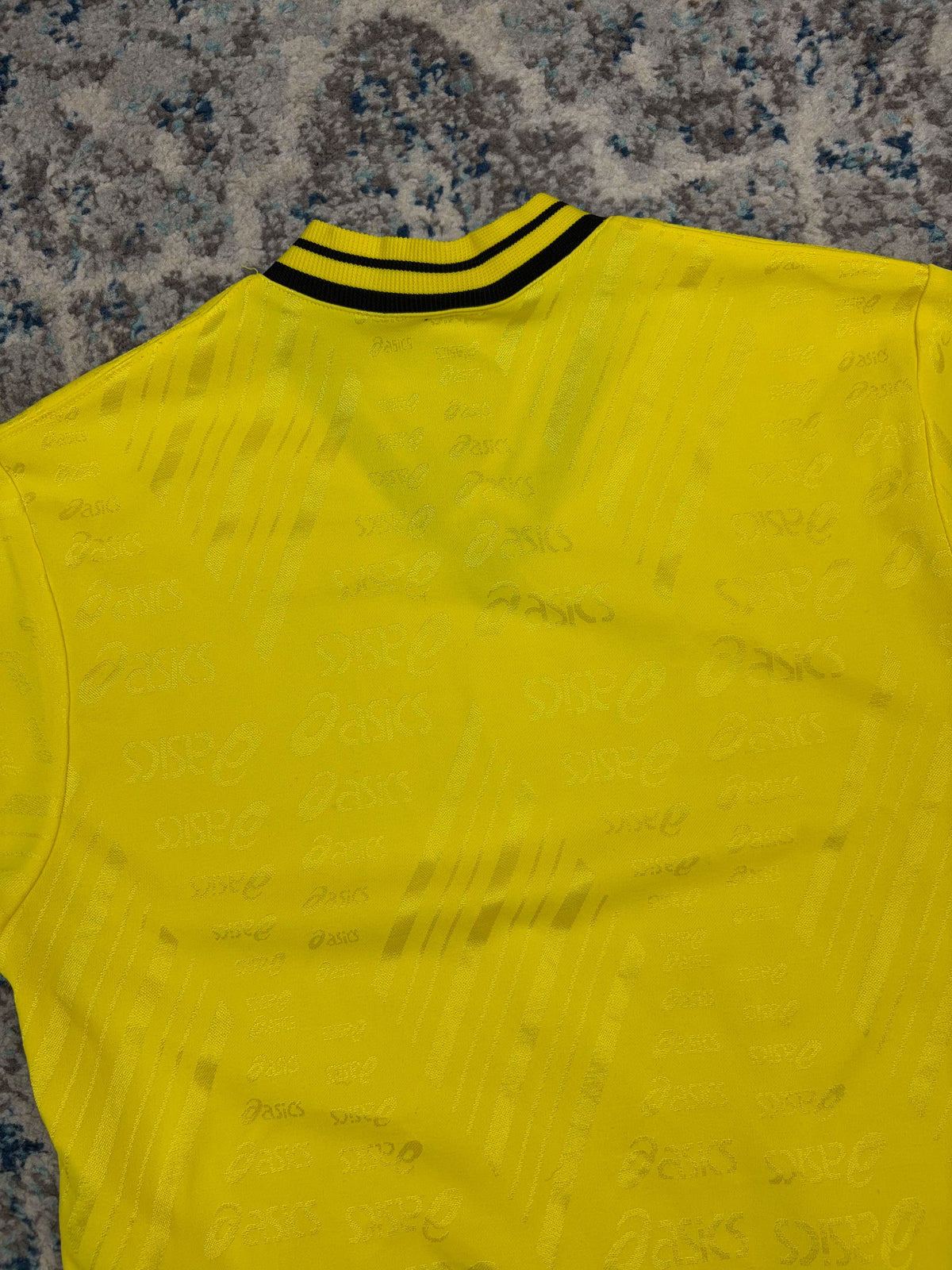 Vintage Asics Embroidered Patch All Over Logo Print Soccer Jersey Size Medium