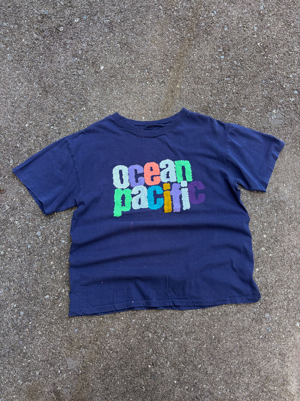 Vintage 1987 Ocean Pacific Surf Graphic Spellout T-Shirt Size Large