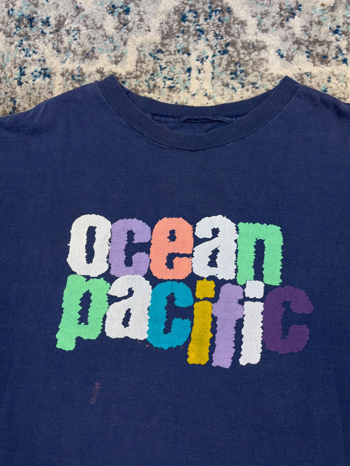 Vintage 1987 Ocean Pacific Surf Graphic Spellout T-Shirt Size Large