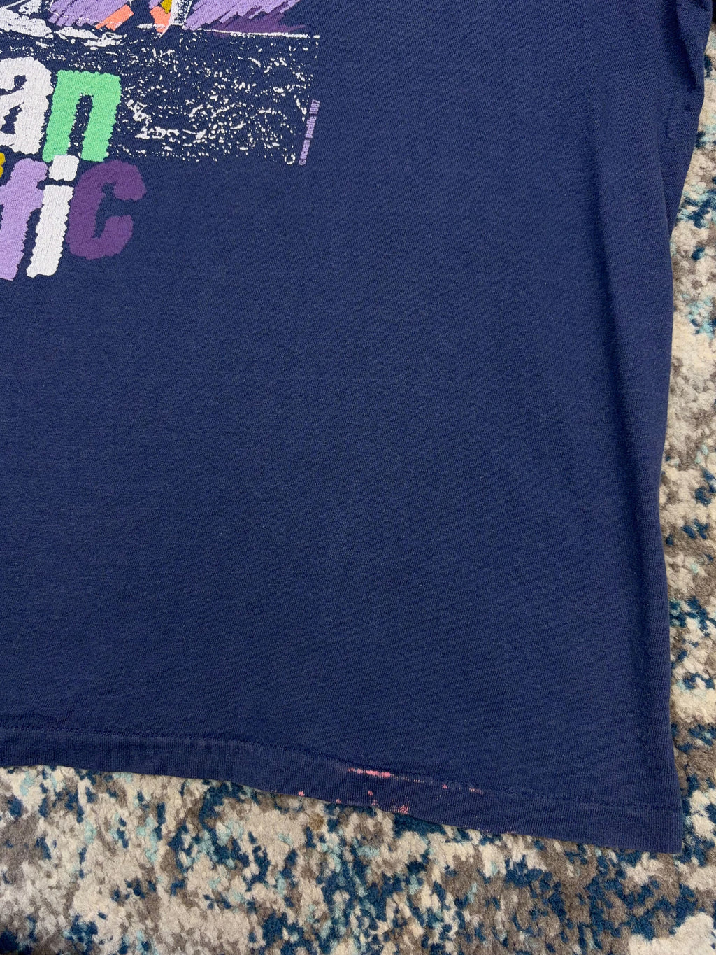 Vintage 1987 Ocean Pacific Surf Graphic Spellout T-Shirt Size Large