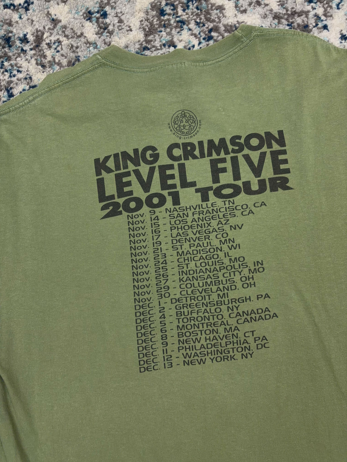 Vintage 2001 King Crimson Level Five Rock Music Tour T-Shirt Size XL