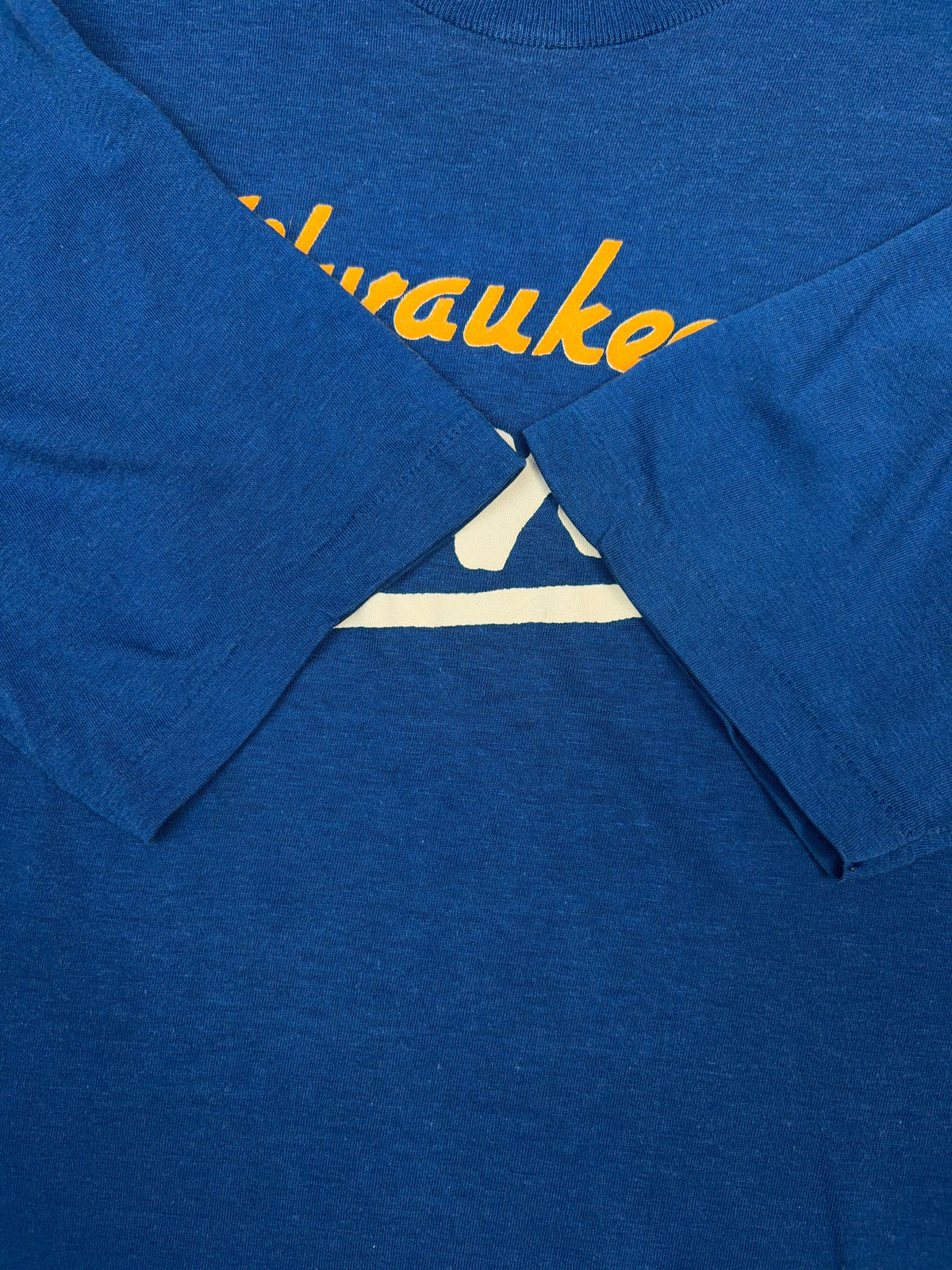 Vintage 80s Milwaukee Brewers MLB Script Spellout T-Shirt Size Large