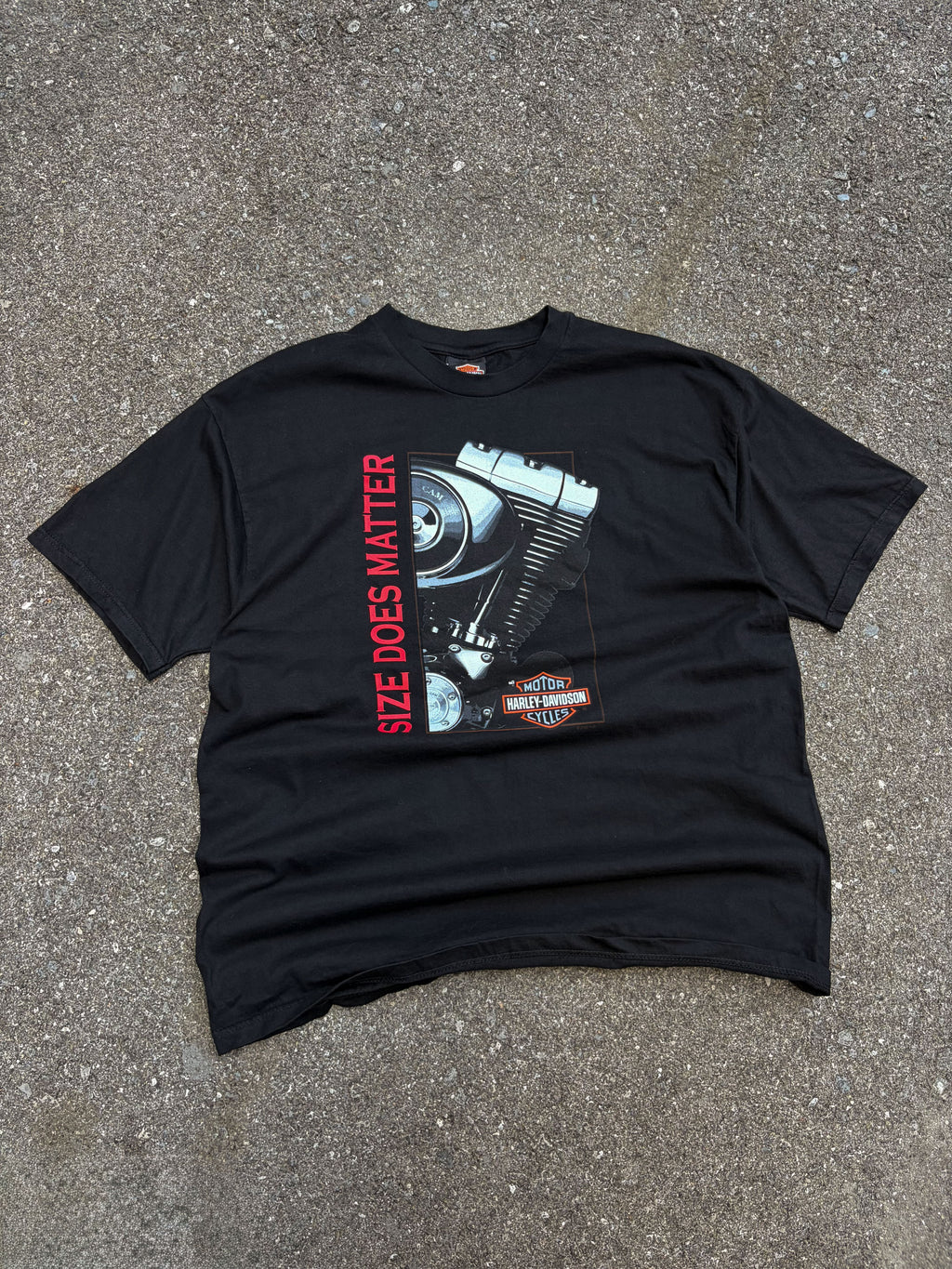 Vintage 2000 Harley Davidson Size Does Matter Engine Graphic T-Shirt Size XL