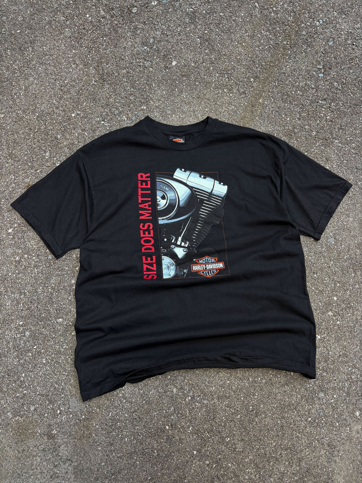 Vintage 2000 Harley Davidson Size Does Matter Engine Graphic T-Shirt Size XL