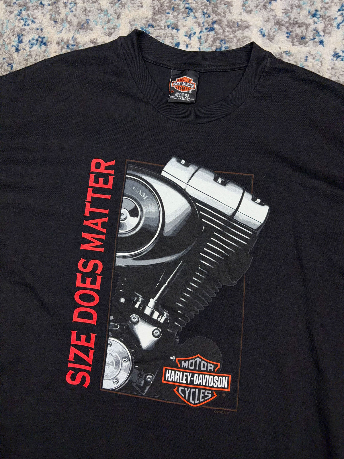 Vintage 2000 Harley Davidson Size Does Matter Engine Graphic T-Shirt Size XL