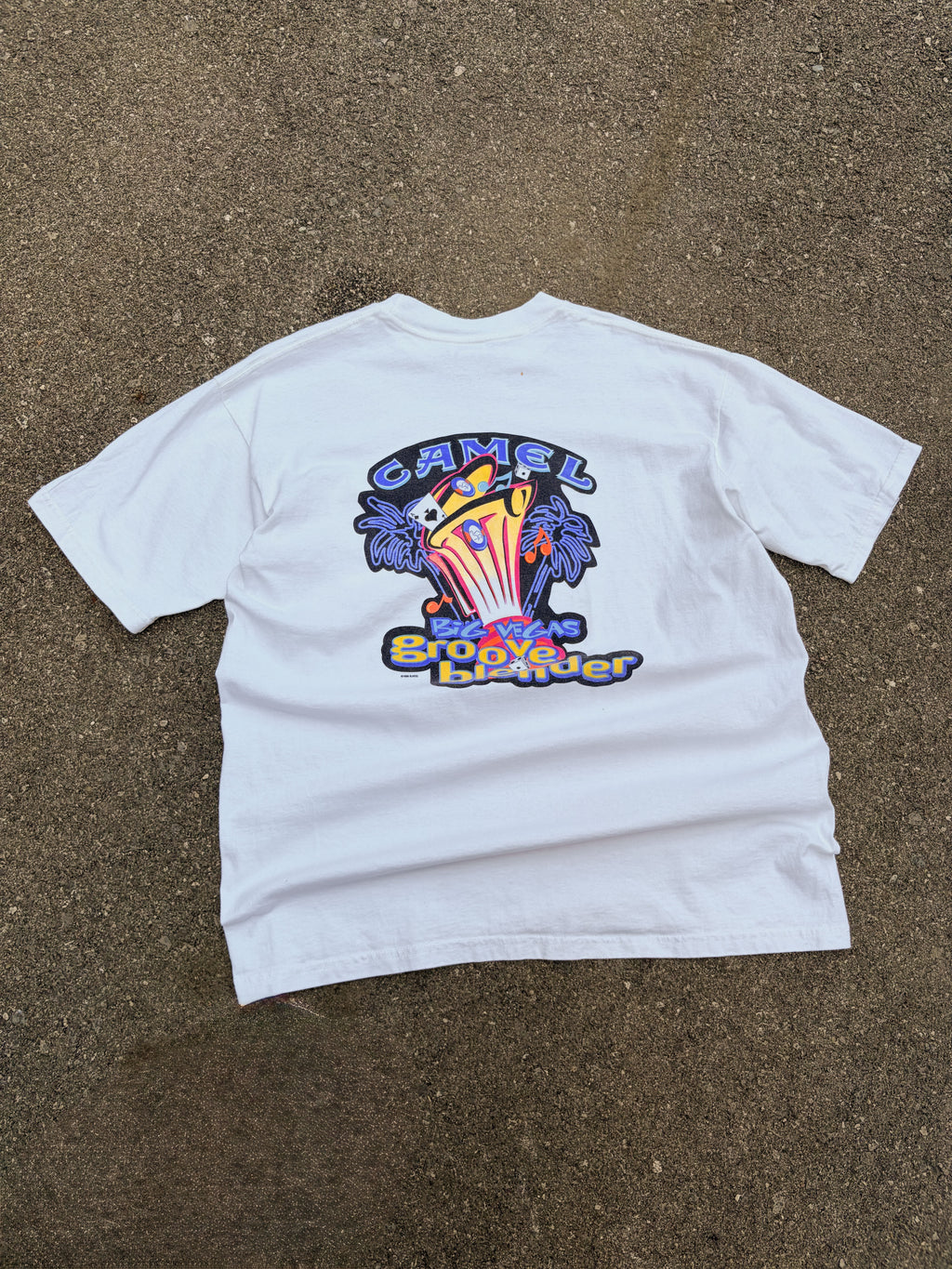 Vintage 1996 Camel Big Vegas Groove Blender Graphic T-Shirt Size XL
