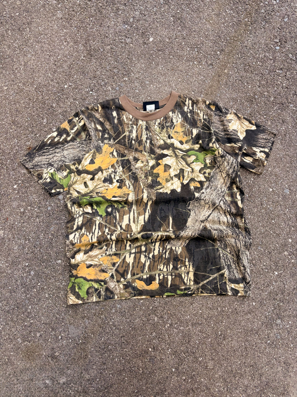Vintage 90s Wolf Mountain Mossy Oak Breakup Camo T-Shirt Size XL