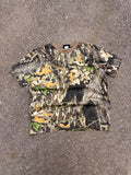 Vintage 90s Wolf Mountain Mossy Oak Breakup Camo T-Shirt Size XL