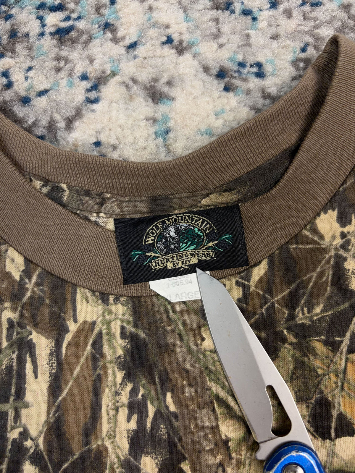 Vintage 90s Wolf Mountain Mossy Oak Breakup Camo T-Shirt Size XL