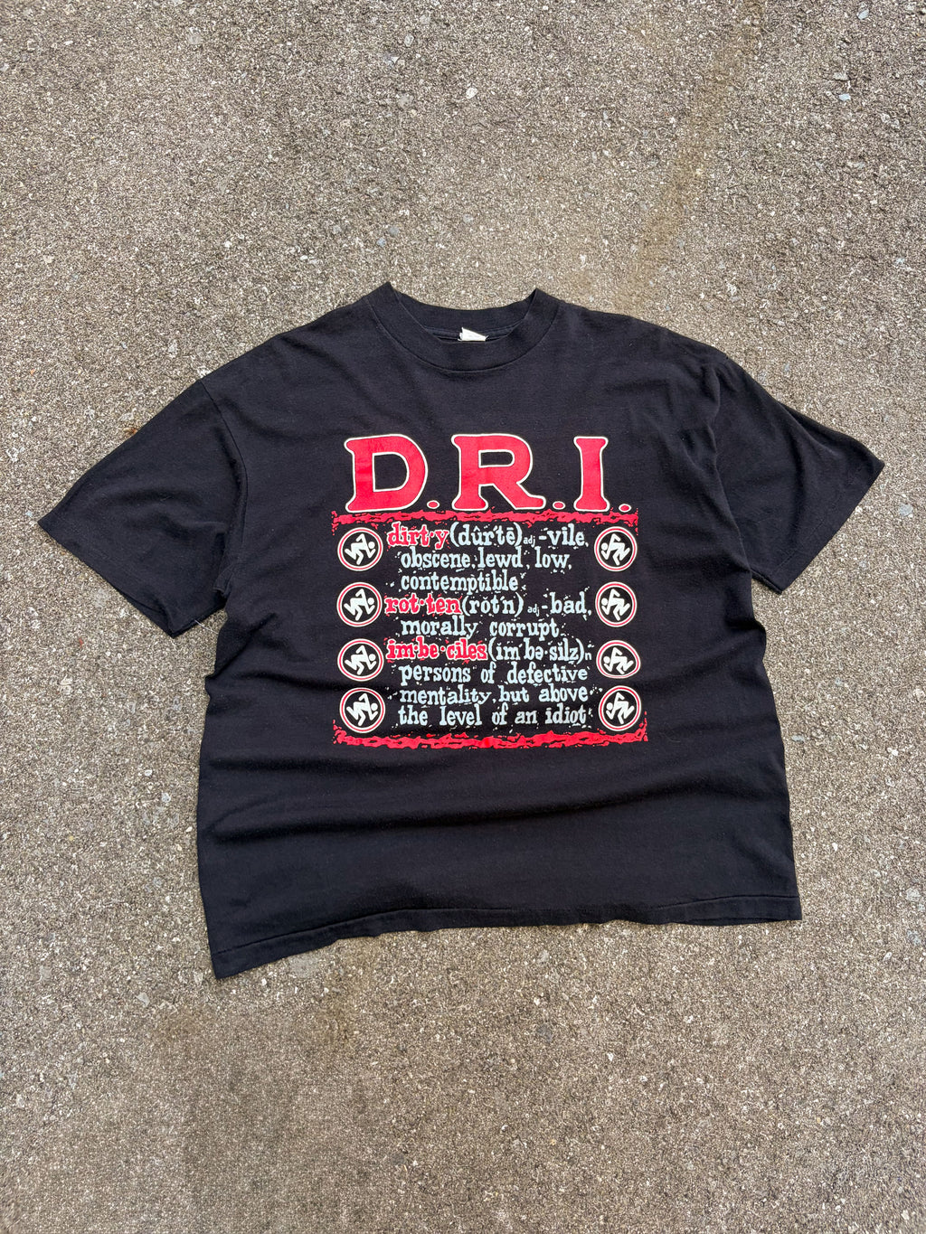 Vintage 90s Dirty Rotten Imbeciles Thrash Metal Music Graphic T-Shirt Size XL