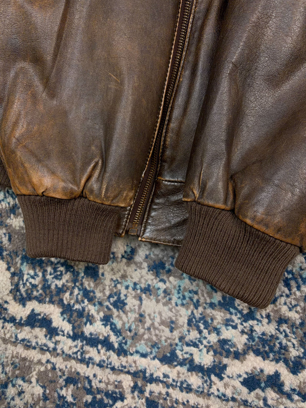 Vintage 90s Boundary Waters Sherpa Collar Brown Leather Bomber Jacket Size Medium