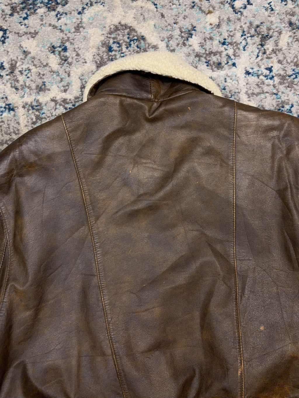 Vintage 90s Boundary Waters Sherpa Collar Brown Leather Bomber Jacket Size Medium