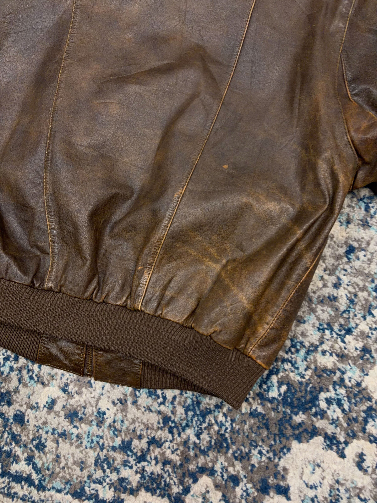 Vintage 90s Boundary Waters Sherpa Collar Brown Leather Bomber Jacket Size Medium