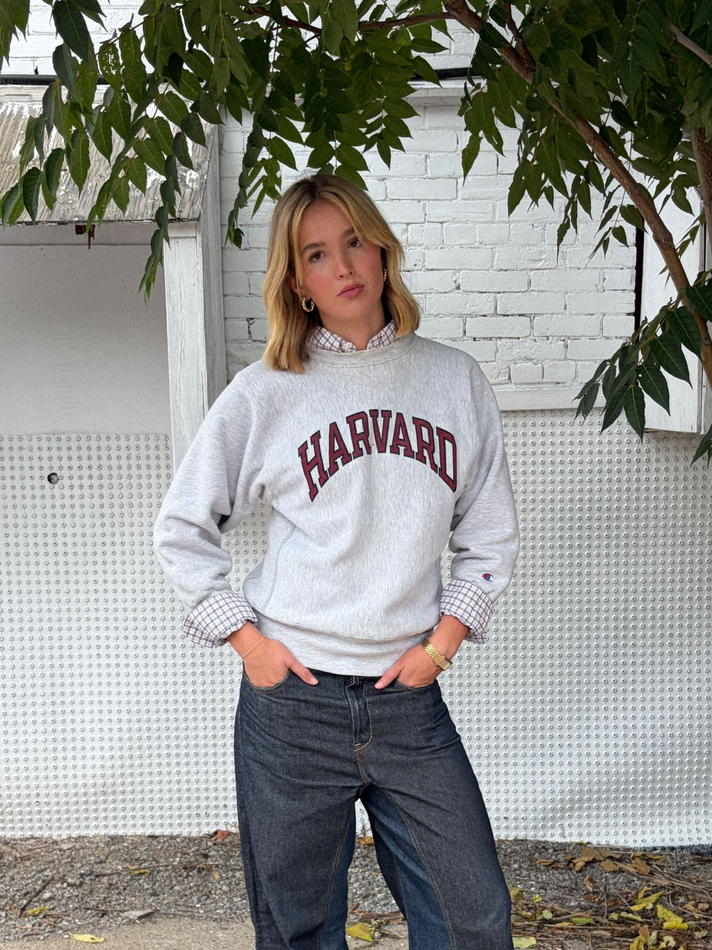 Vintage 90s Harvard Collegiate Arc Spellout Champion Reverse Weave Sweatshirt Size Medium