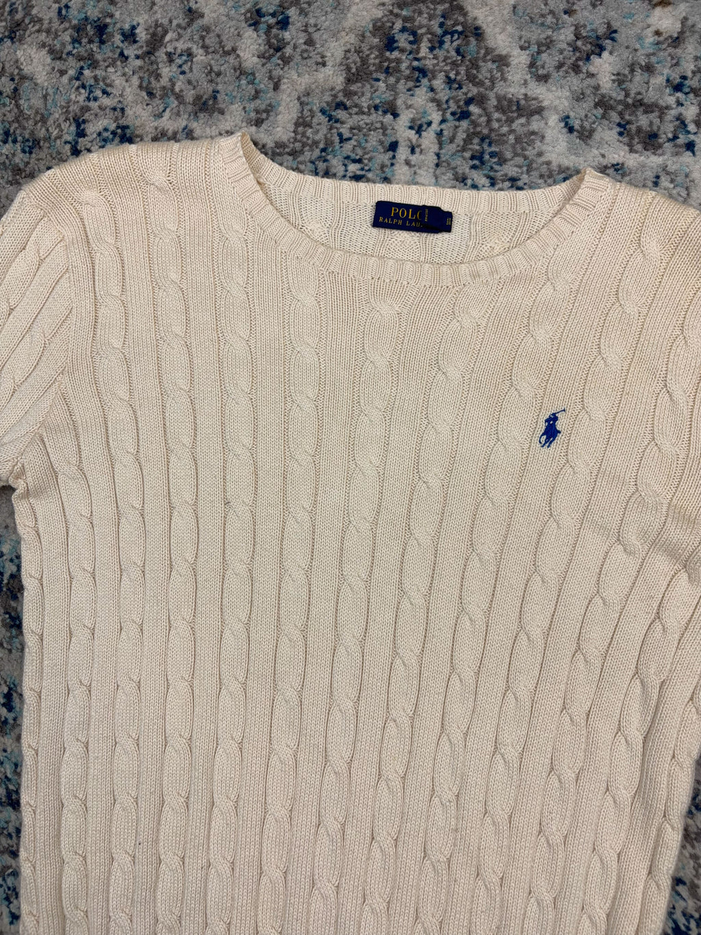 Vintage Womens Polo Ralph Lauren Embroidered Pony Cable Knit Sweater Size XL